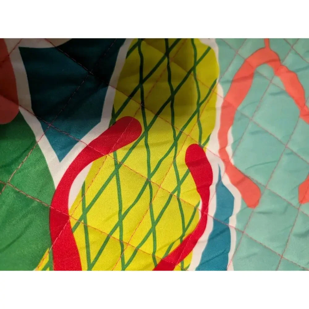 Vibrant Quilted Flip Flop Beach Bag Tote With Pocket Multi-color Large Summer - Picture 4 of 10